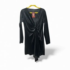 HAUTE ROUGE Black Long Sleeves Velvet Special Ocassions PL Mini Dress BNWT